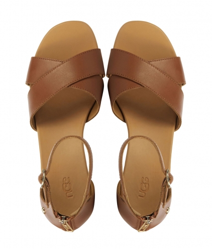 stap in tong gezantschap UGG UGG Dames Leren Dames Sandalen sandaal Bruin | Van Zuilen Mode