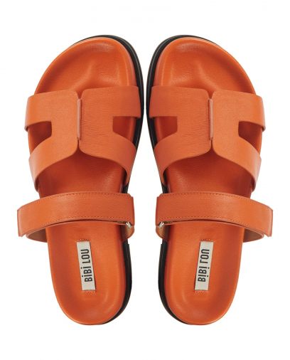 BiBi BiBi Lou Dames Leren Dames Sli slippers Oranje Van Zuilen Mode