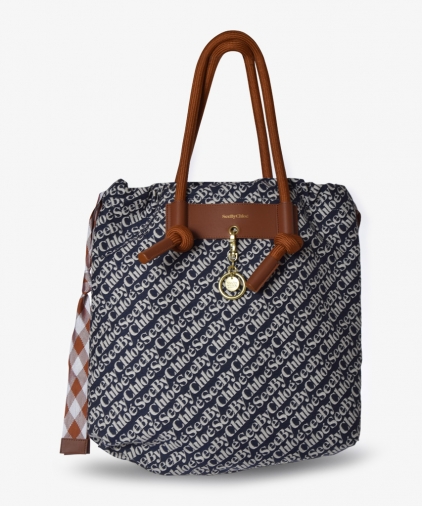 Tassen Stoffen tassen Luisa Cerano Stoffen tas blauw volledige print casual uitstraling 