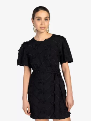 Aaiko Aaiko jurken Celina embroidery vi Zwart