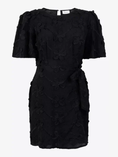Aaiko Aaiko jurken Celina embroidery vi Zwart