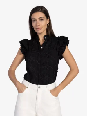 Aaiko Aaiko blouses & tunieken Gezana embroidery vi Zwart