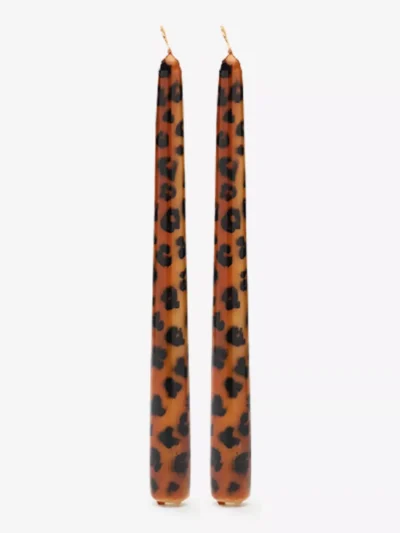 Anna + Nina Anna + Nina accessoires Leopard candle Bruin