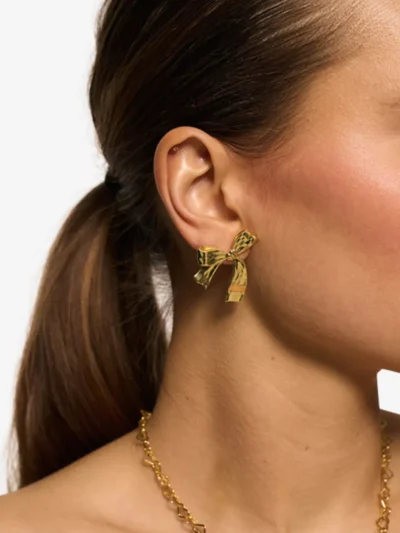 Anna + Nina Anna + Nina accessoires Single big bow stud Goud
