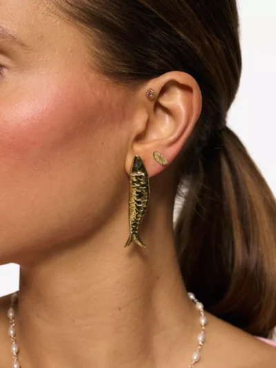 Anna + Nina Anna + Nina accessoires Single sardine stud Goud