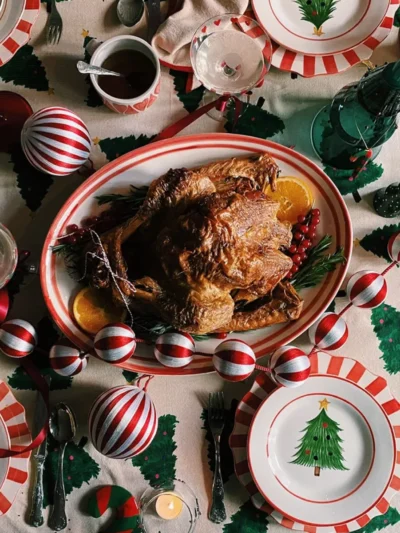 Anna + Nina Anna + Nina accessoires Turkey serving platt Wit