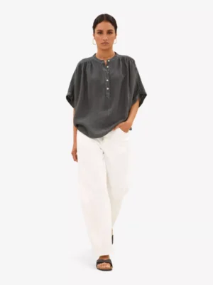 By-Bar By-Bar blouses & tunieken Axel linen blouse Grijs