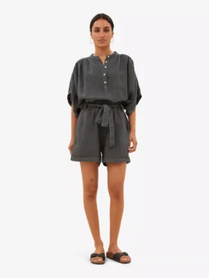 By-Bar By-Bar broeken June linen short Grijs