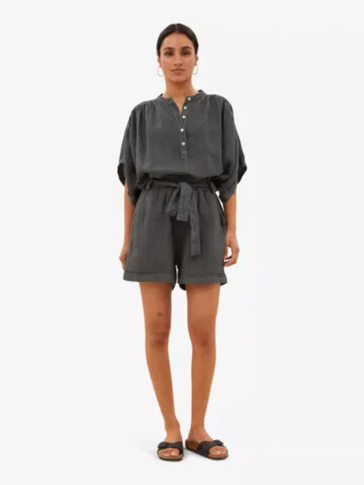 By-Bar By-Bar broeken June linen short Grijs