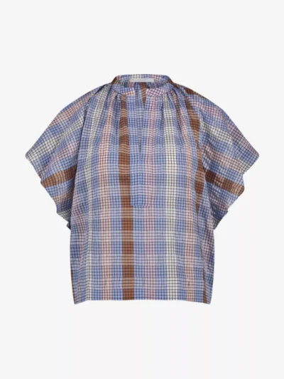 By-Bar By-Bar blouses & tunieken Vina check blouse Blauw
