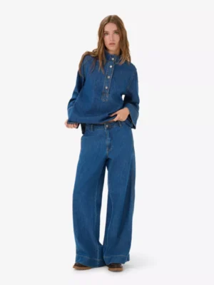 My Essential Wardrobe My Essential Wardrobe broeken Hilma wide pants Blauw