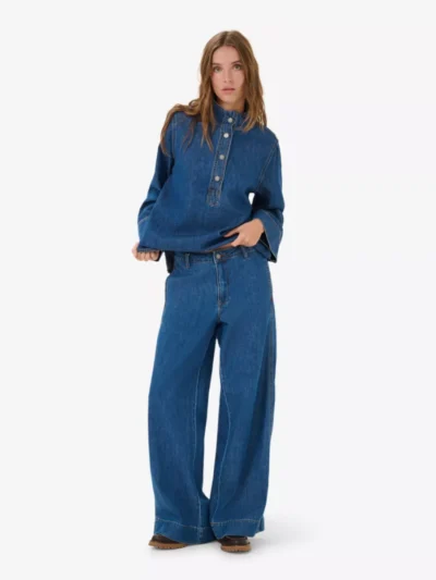 My Essential Wardrobe My Essential Wardrobe broeken Hilma wide pants Blauw