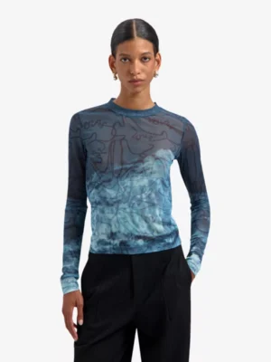 Olaf Olaf tshirts & tops Script mesh top ls w Blauw