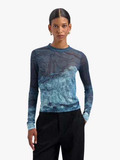 Olaf Olaf tshirts & tops Script mesh top ls w Blauw