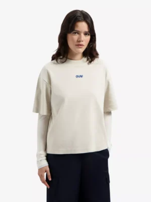 Olaf Olaf tshirts & tops W200102 retro logo b Beige