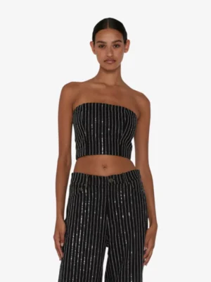 Rotate Rotate tshirts & tops Sequin twill crop to Zwart