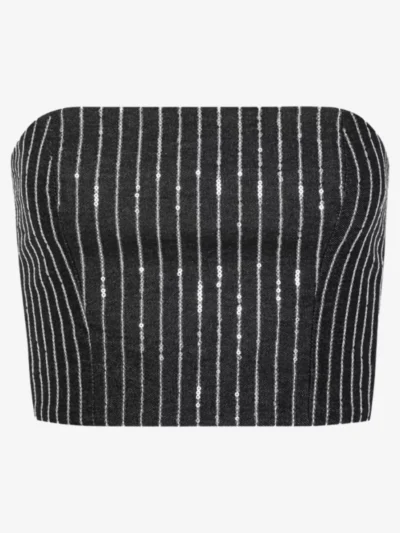 Rotate Rotate tshirts & tops Sequin twill crop to Zwart