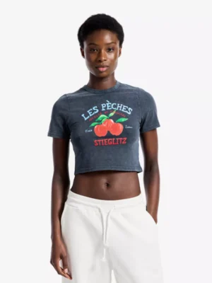 Stieglitz Stieglitz tshirts & tops Camille cropped t-sh Zwart
