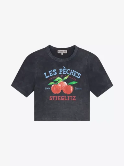 Stieglitz Stieglitz tshirts & tops Camille cropped t-sh Zwart