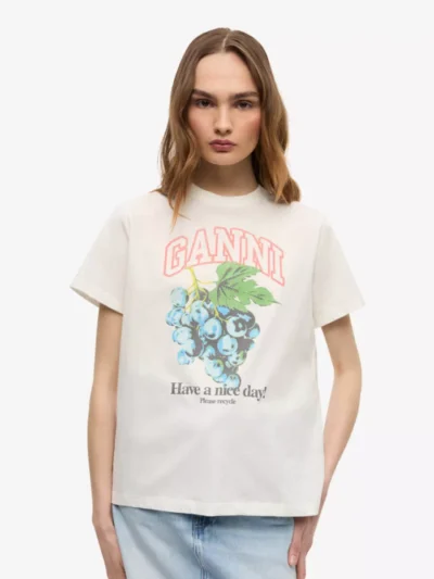 Ganni Ganni T-shirt km - Ecru