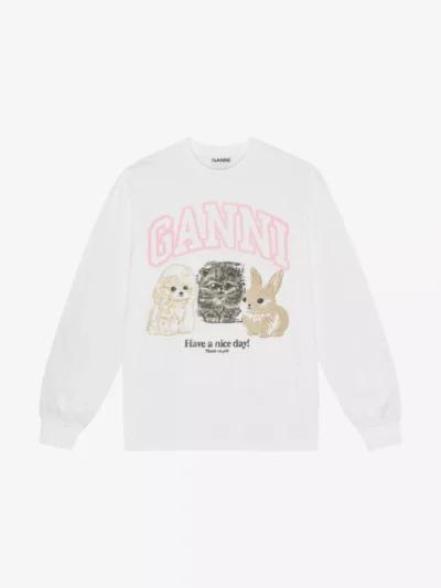 Ganni Ganni T-shirt lm - Wit