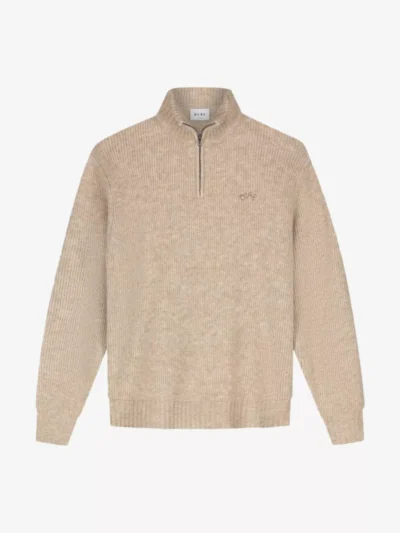 Olaf Olaf Signature Knitted Zip Mock - Ecru