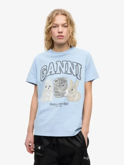 Ganni Ganni T-shirt km - Lichtblauw