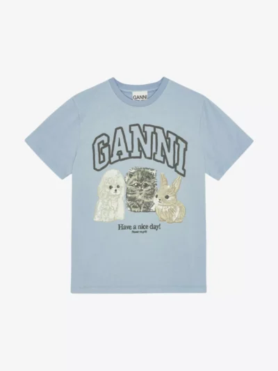 Ganni Ganni T-shirt km - Lichtblauw