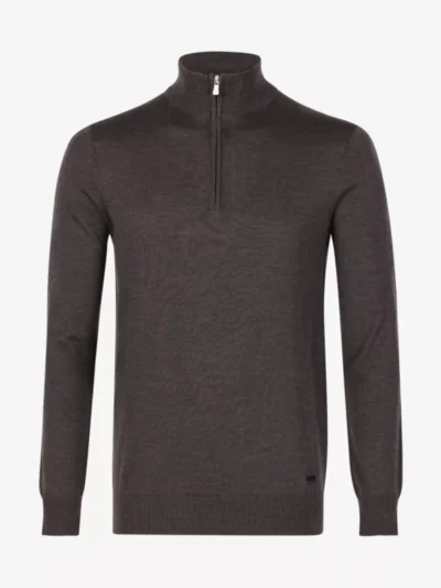 Seven Dials Seven Dials Trui Halfzip - Donkerbruin