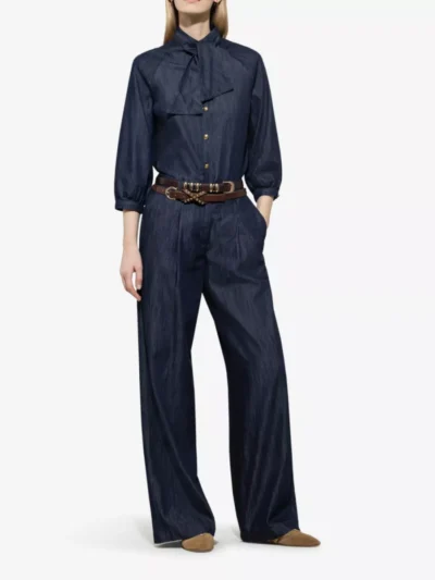 Luisa Cerano Luisa Cerano Denim-Bluse mit Schluppe - **00