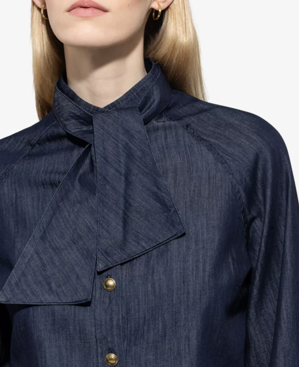 Luisa Cerano Denim-Bluse mit Schluppe - **00 3 Luisa Cerano Luisa Cerano Denim-Bluse mit Schluppe - **00