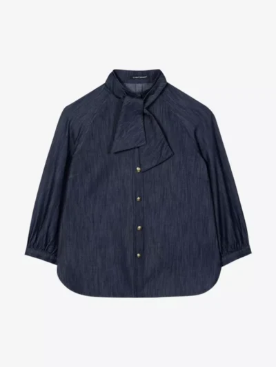 Luisa Cerano Luisa Cerano Denim-Bluse mit Schluppe - **00