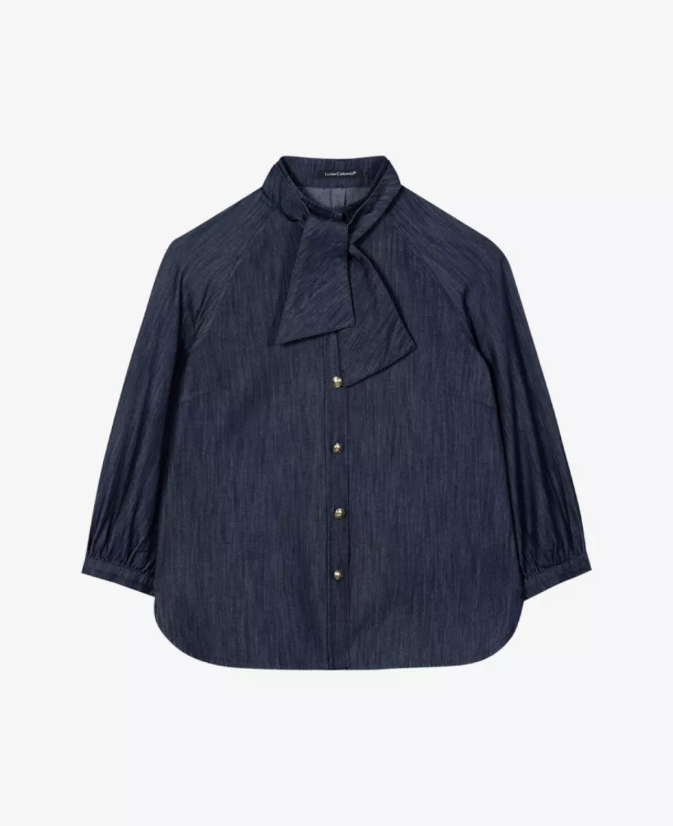 Luisa Cerano Denim-Bluse mit Schluppe - **00 1 Luisa Cerano Luisa Cerano Denim-Bluse mit Schluppe - **00