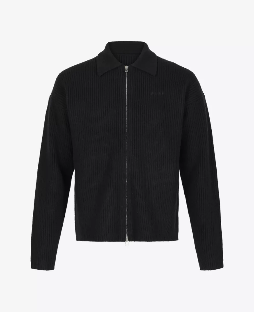 Olaf Knitted Zip Cardigan - Zwart 1 Olaf Olaf Knitted Zip Cardigan - Zwart