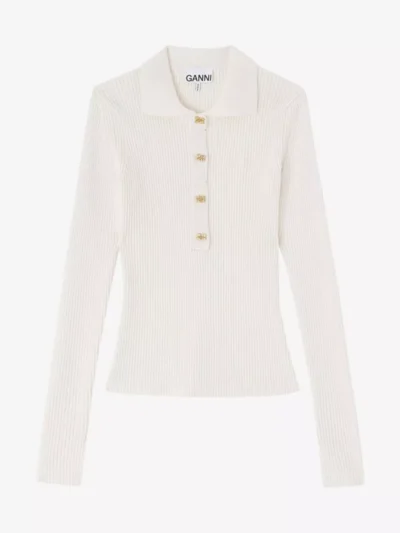 Ganni Ganni Polo lm - Ecru