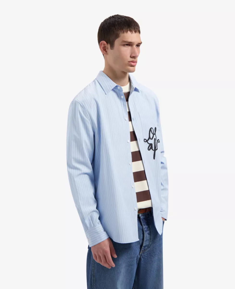Olaf Striped Relaxed Shirt - Lichtblauw 2 Olaf Olaf Striped Relaxed Shirt - Lichtblauw