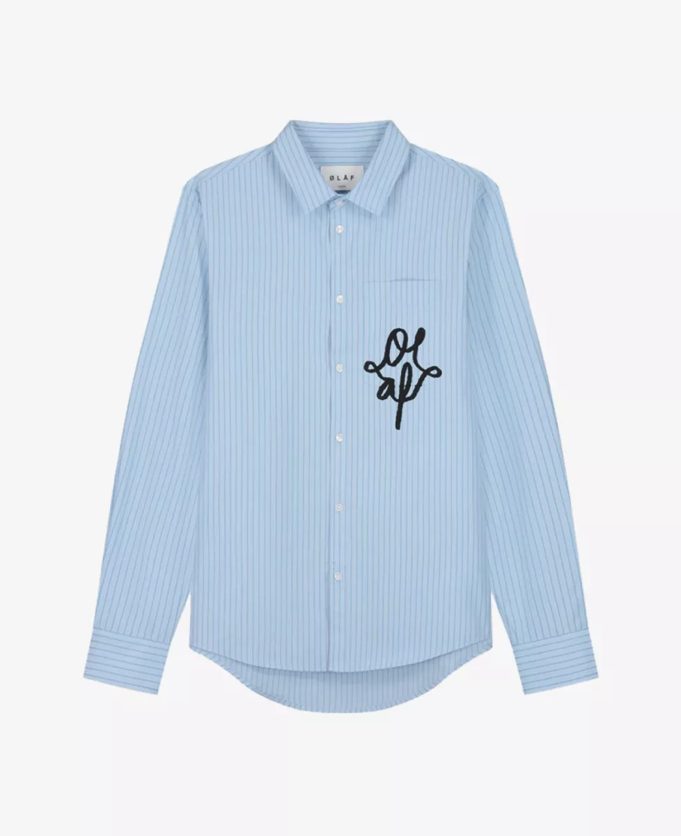 Olaf Striped Relaxed Shirt - Lichtblauw 1 Olaf Olaf Striped Relaxed Shirt - Lichtblauw