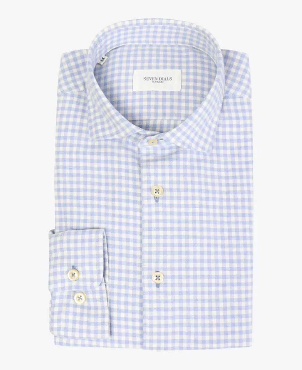 Seven Dials overhemden Damon 021 ruit flanel Blauw 1 Seven Dials Seven Dials overhemden Damon 021 ruit flanel Blauw