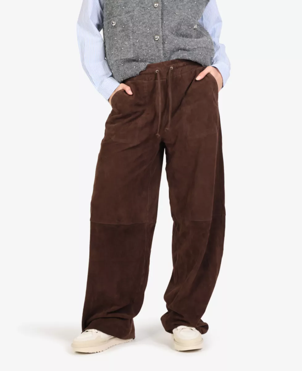Studio AR Broek suede - Donkerbruin 2 Studio AR Studio AR Broek suede - Donkerbruin