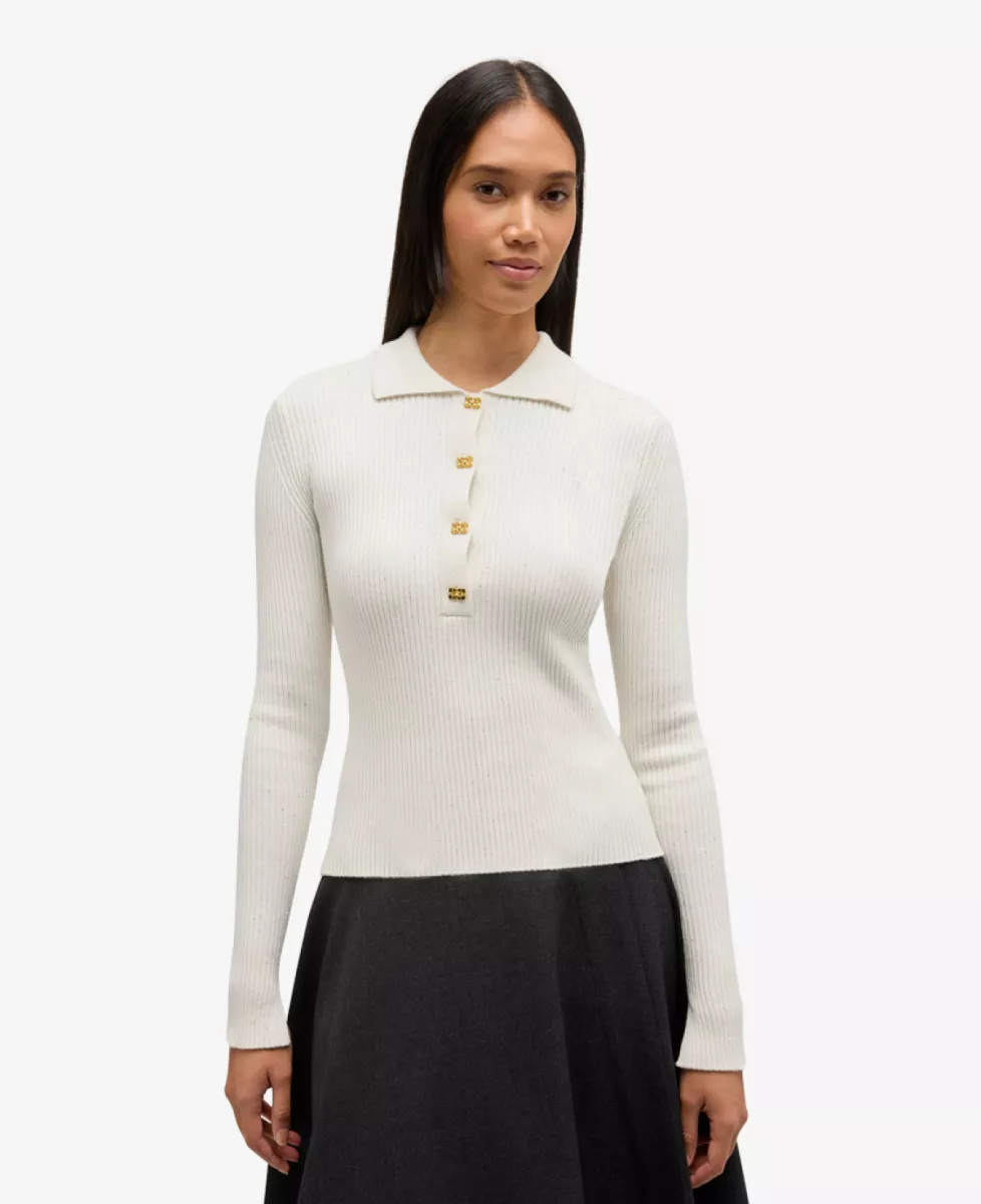 Ganni Polo lm - Ecru 3 Ganni Ganni Polo lm - Ecru