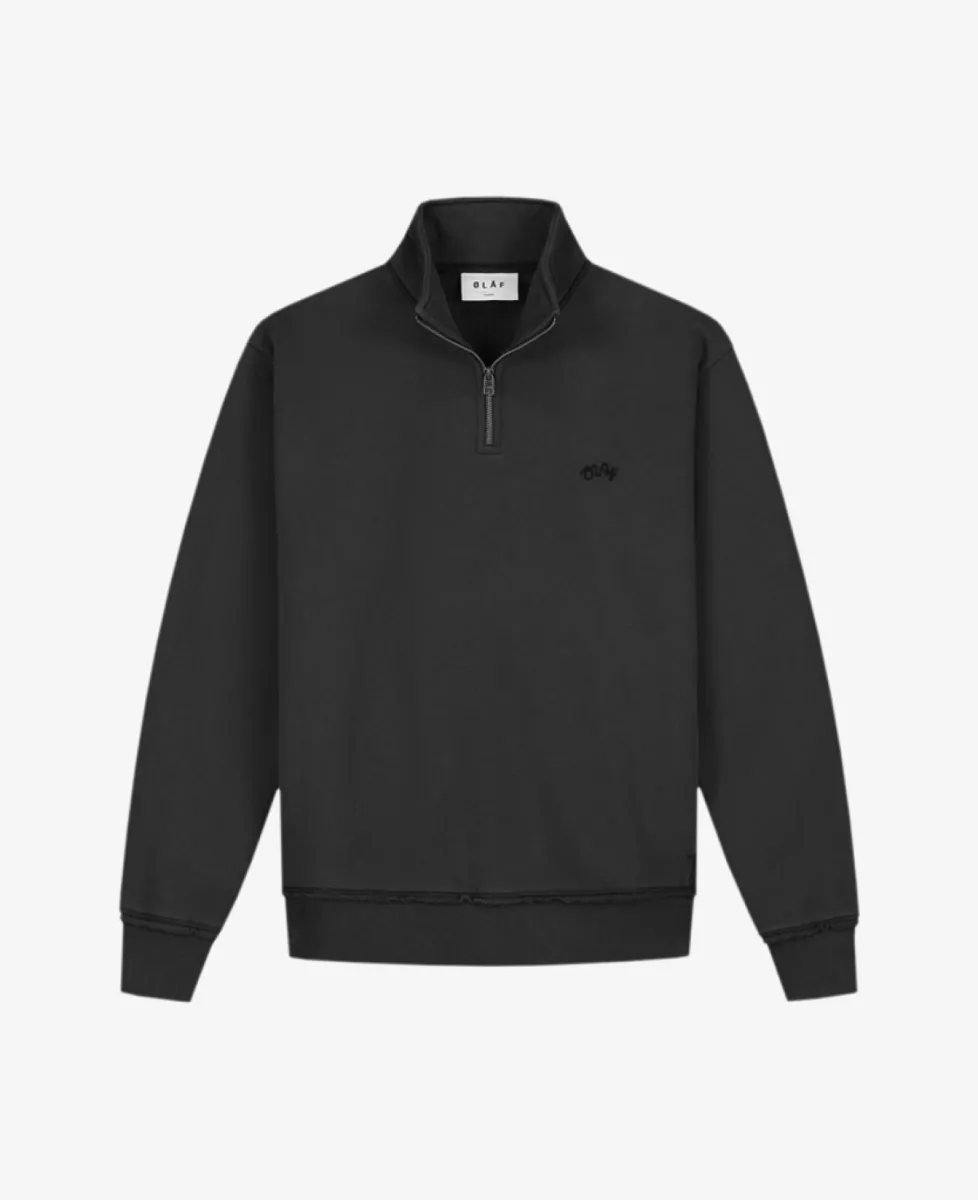 Olaf Signature Zip Mock - Donkergrijs 1 Olaf Olaf Signature Zip Mock - Donkergrijs
