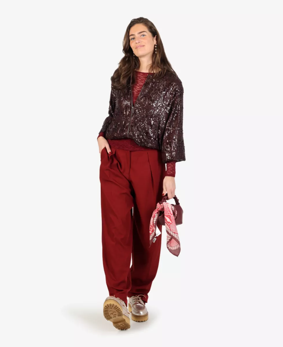 Sisters Point T-shirt - Bordeaux 2 Feestelijke outfit dames - Sisters Point Sisters Point T-shirt - Bordeaux
