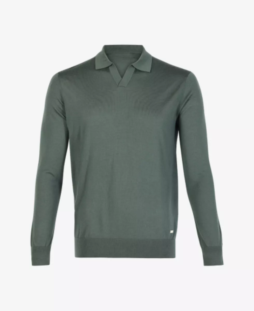 Seven Dials Pullover polo kraag - Middelgroen 1 Seven Dials Seven Dials Pullover polo kraag - Middelgroen