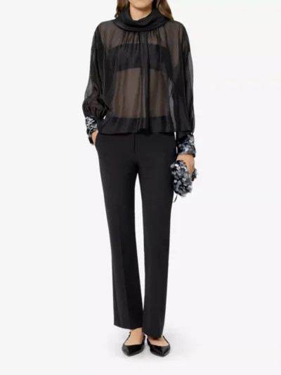 Luisa Cerano Luisa Cerano Bluse mit Pailletten-Manchette - deep black