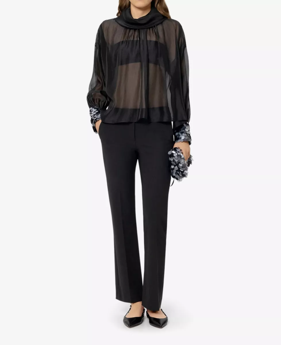 Luisa Cerano Bluse mit Pailletten-Manchette - deep black 2 Luisa Cerano Luisa Cerano Bluse mit Pailletten-Manchette - deep black