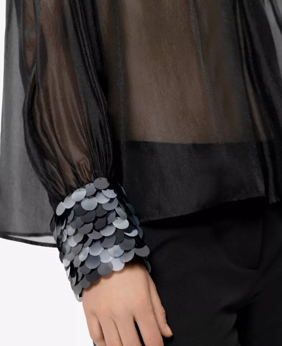 Luisa Cerano Bluse mit Pailletten-Manchette - deep black 3 Luisa Cerano Luisa Cerano Bluse mit Pailletten-Manchette - deep black