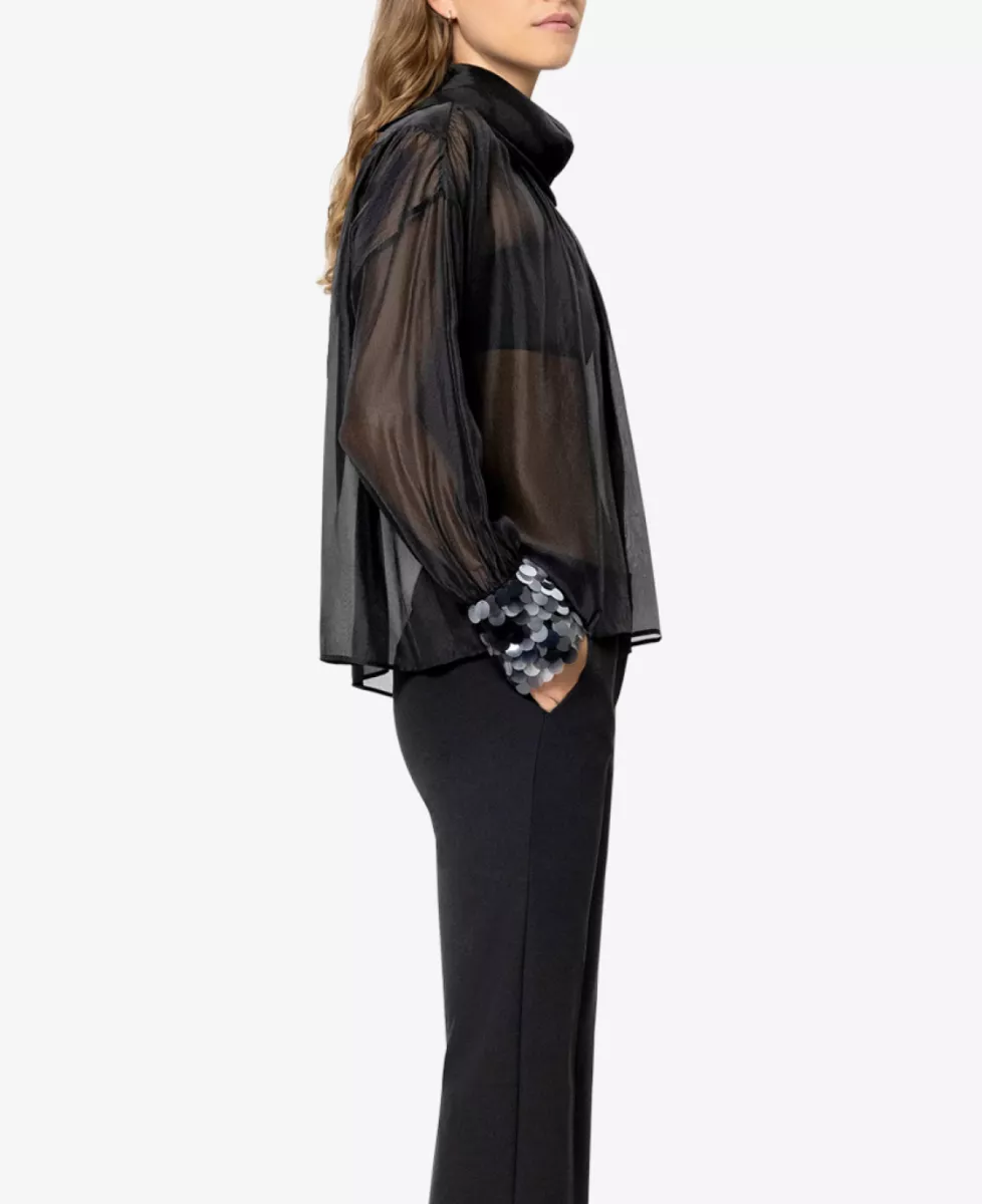 Luisa Cerano Bluse mit Pailletten-Manchette - deep black 4 Luisa Cerano Luisa Cerano Bluse mit Pailletten-Manchette - deep black