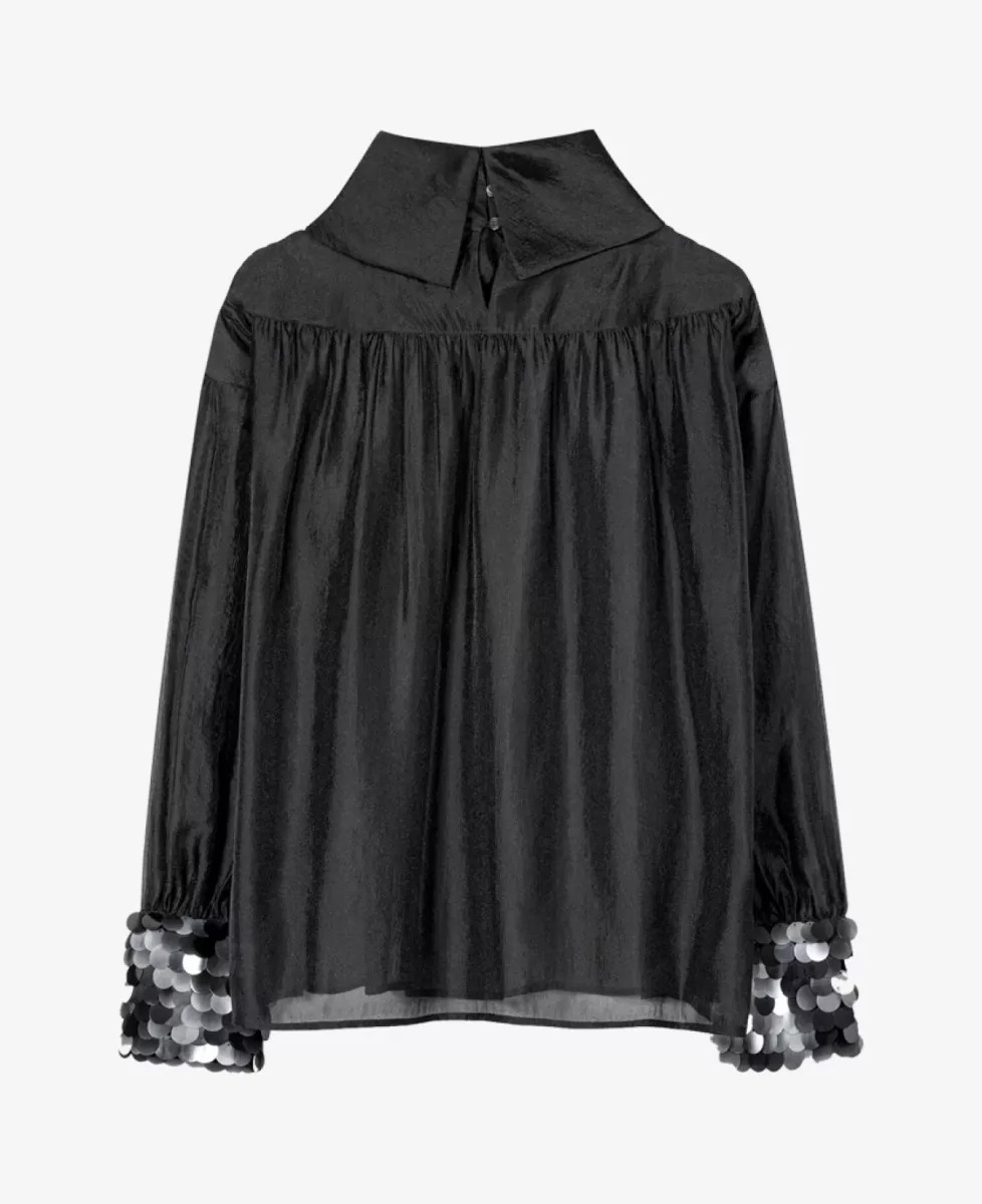 Luisa Cerano Bluse mit Pailletten-Manchette - deep black 6 Luisa Cerano Luisa Cerano Bluse mit Pailletten-Manchette - deep black