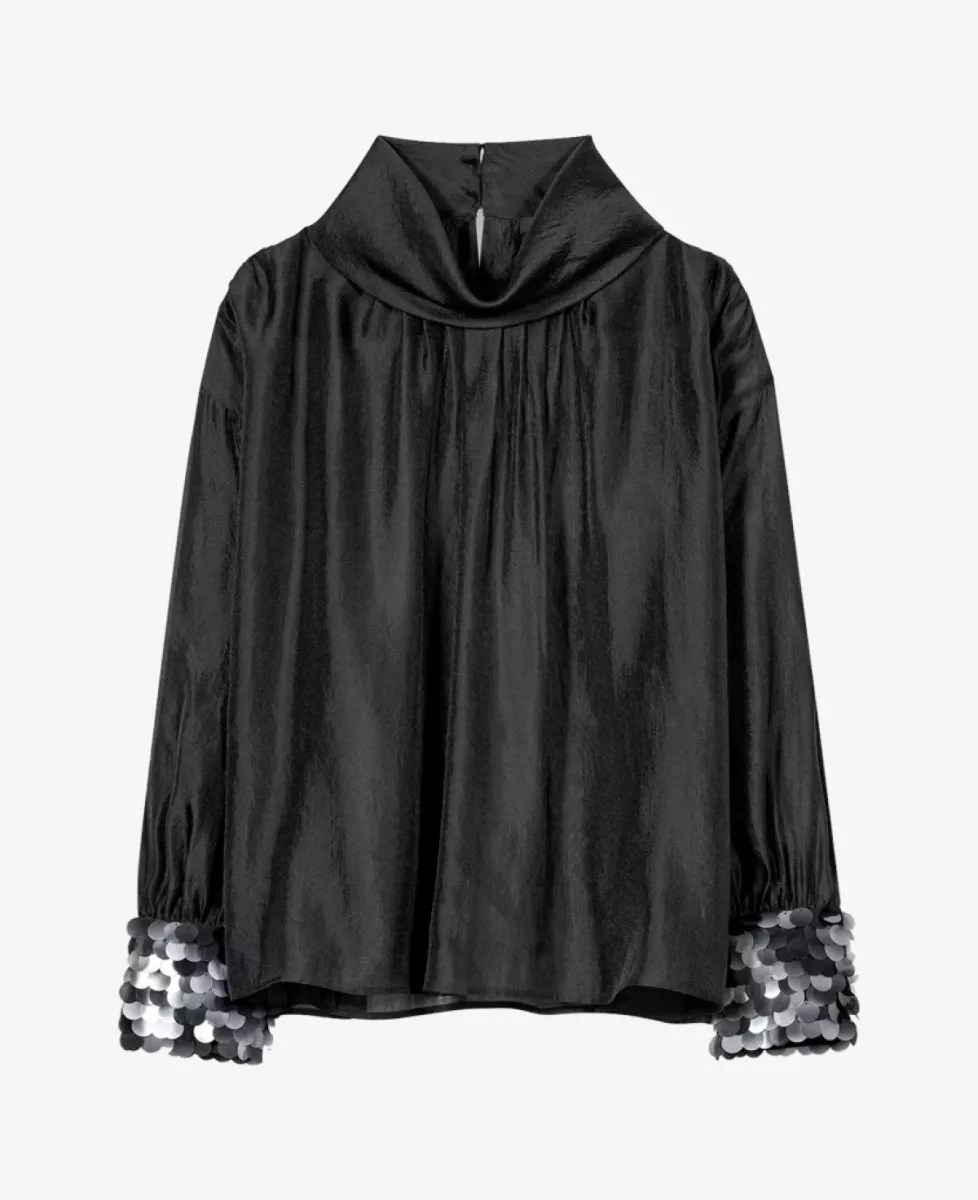 Luisa Cerano Bluse mit Pailletten-Manchette - deep black 1 Luisa Cerano Luisa Cerano Bluse mit Pailletten-Manchette - deep black