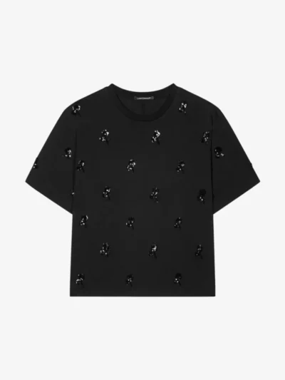 Luisa Cerano Luisa Cerano Shirt mit Pailletten-Stickerei - Zwart